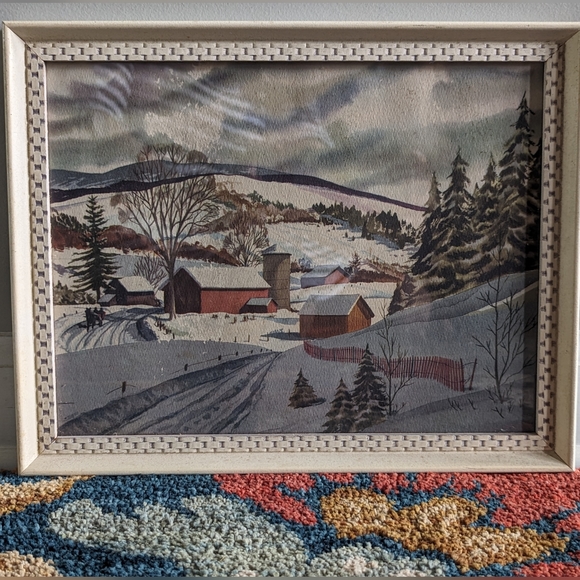 2 Vintage Watercolor Country Scene Framed Prints by Artist John Rogers - Picture 2 of 15